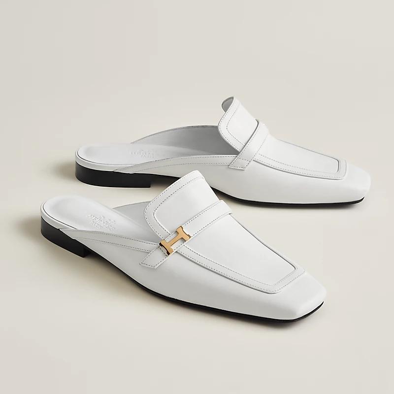 Giày Hermes Groupie Mule Nữ Trắng